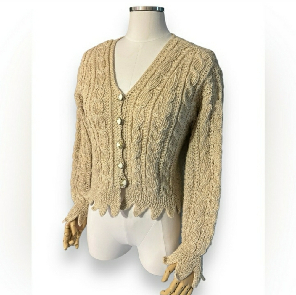 VINTAGE Handmade One Of A Kind Knit Cropped Cardigan